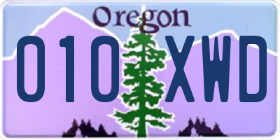 OR license plate 010XWD