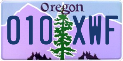 OR license plate 010XWF