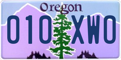 OR license plate 010XWO