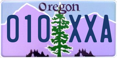 OR license plate 010XXA