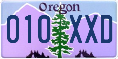 OR license plate 010XXD