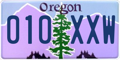 OR license plate 010XXW