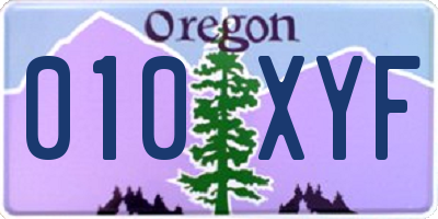 OR license plate 010XYF