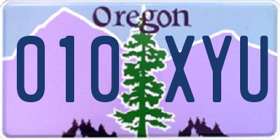 OR license plate 010XYU