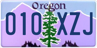 OR license plate 010XZJ