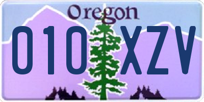 OR license plate 010XZV