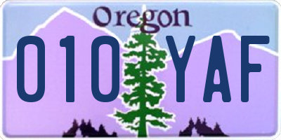 OR license plate 010YAF