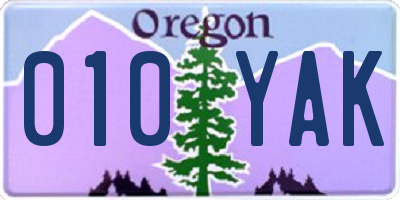 OR license plate 010YAK
