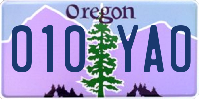OR license plate 010YAO