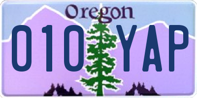 OR license plate 010YAP