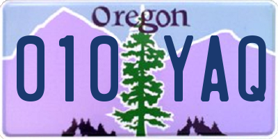 OR license plate 010YAQ
