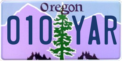 OR license plate 010YAR