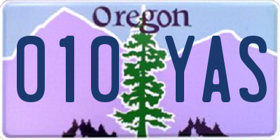 OR license plate 010YAS
