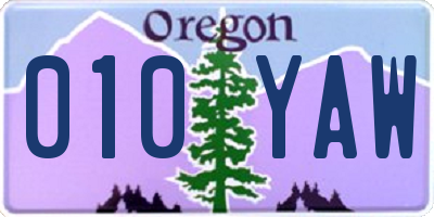 OR license plate 010YAW