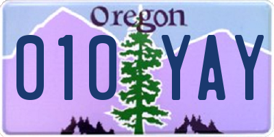 OR license plate 010YAY