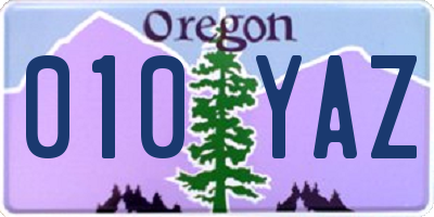 OR license plate 010YAZ