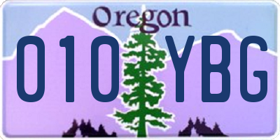 OR license plate 010YBG