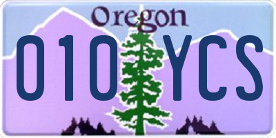 OR license plate 010YCS