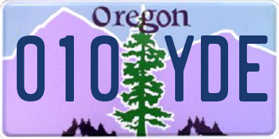 OR license plate 010YDE