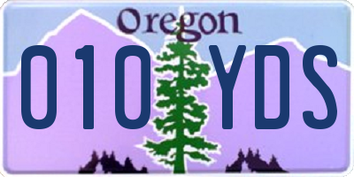 OR license plate 010YDS