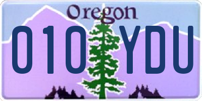OR license plate 010YDU