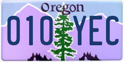 OR license plate 010YEC