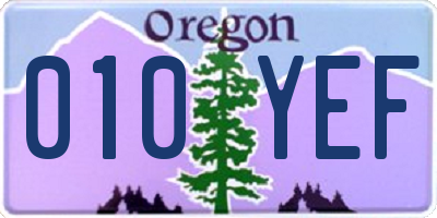 OR license plate 010YEF