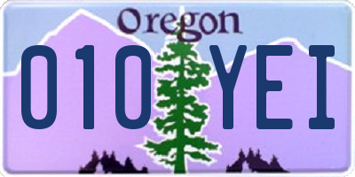 OR license plate 010YEI