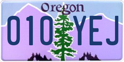 OR license plate 010YEJ