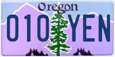OR license plate 010YEN