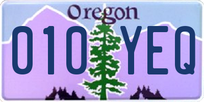 OR license plate 010YEQ