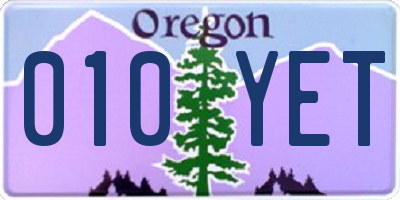OR license plate 010YET