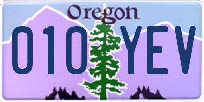 OR license plate 010YEV