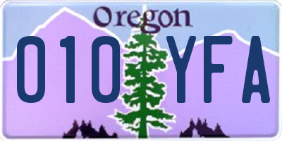 OR license plate 010YFA