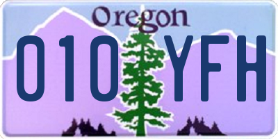 OR license plate 010YFH