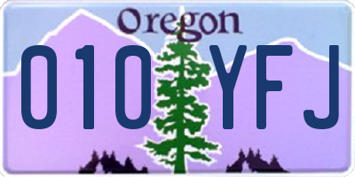 OR license plate 010YFJ