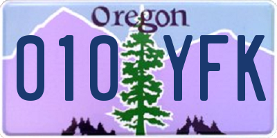 OR license plate 010YFK