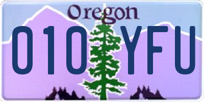 OR license plate 010YFU