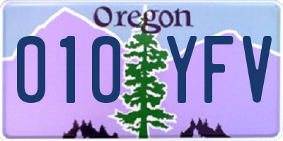 OR license plate 010YFV