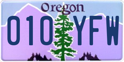 OR license plate 010YFW