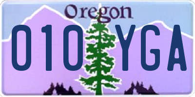 OR license plate 010YGA