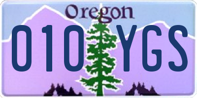 OR license plate 010YGS