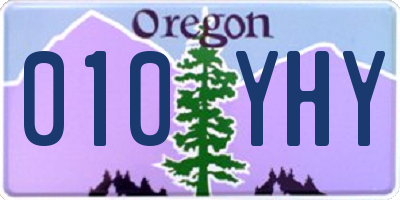 OR license plate 010YHY