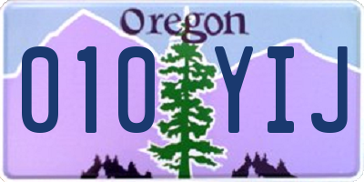 OR license plate 010YIJ