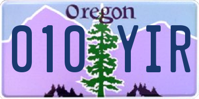 OR license plate 010YIR