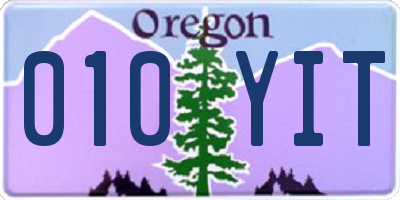OR license plate 010YIT