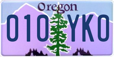 OR license plate 010YKO