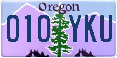 OR license plate 010YKU