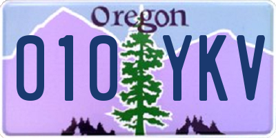 OR license plate 010YKV