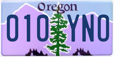 OR license plate 010YNO